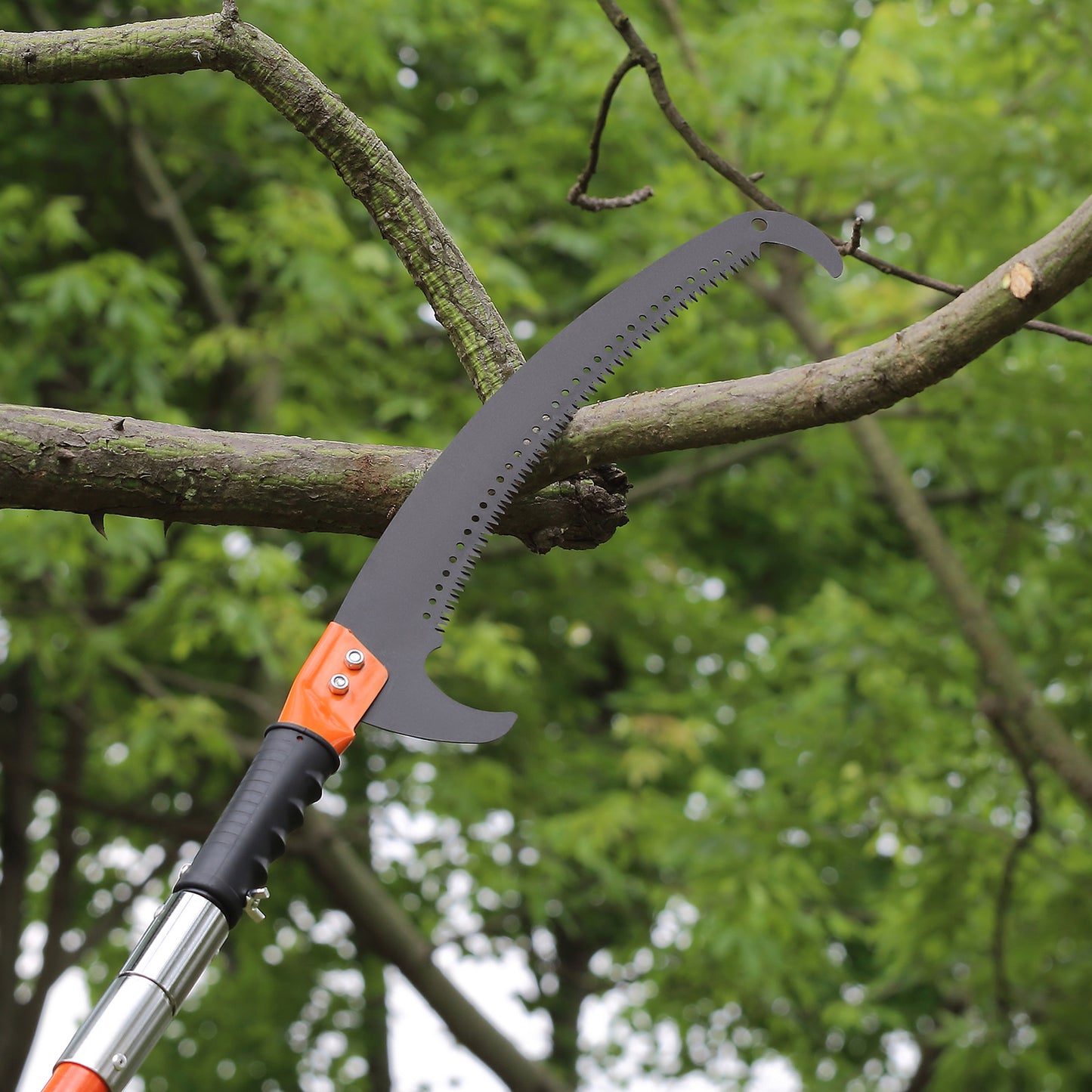 VEVOR Manual Pole Saw, 7.3 27 Ft Extendable Tree Pruner, Sharp Steel Blade High Branches Trimming, Manual Branch Trimmer With Lightweight 8 Fiberglass Handles, For Pruning Palms And Shrubs