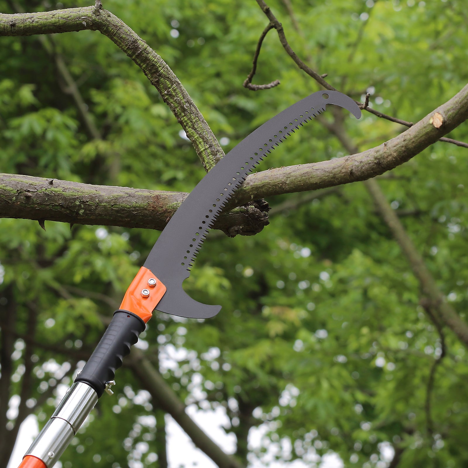Manual Steel Blade Pole Saw Pruner with Fiberglass Handles - Extendable upto 27Ft