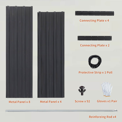 Outdoor Galvanized Raised Garden Bed Kit, Black Rectangle Planter For Vegetables, Fruits, And Herbs