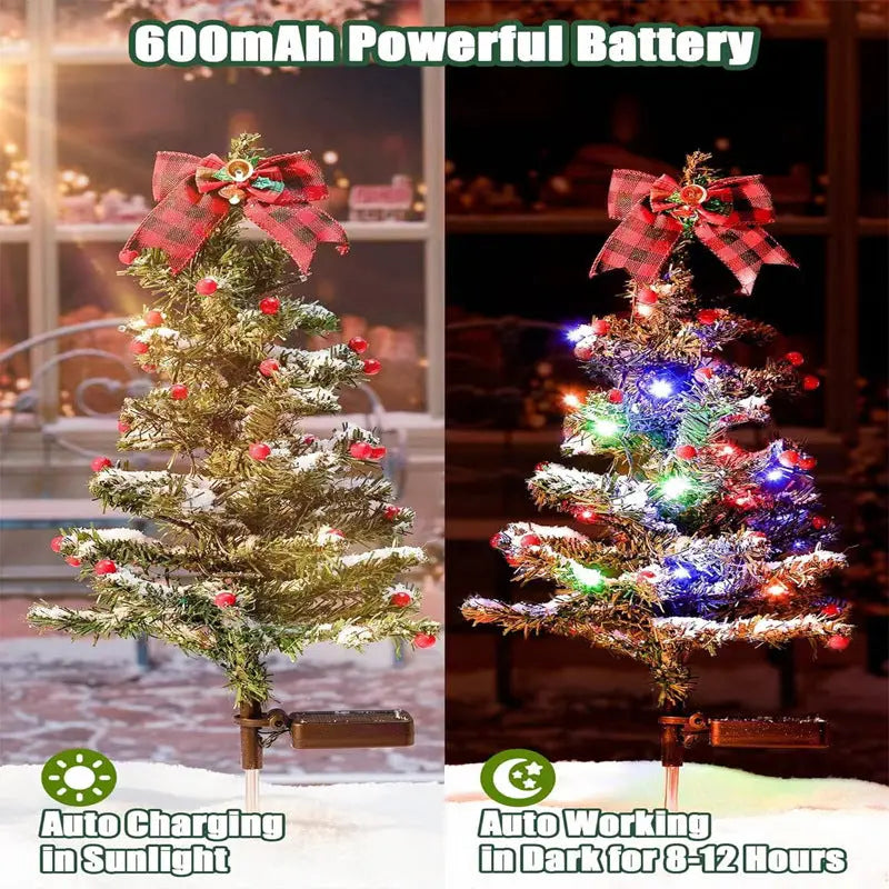 Waterproof Outdoor Christmas Decorations Solar Christmas Tree 2 Modes Yard Stake Christmas Pathway Light For Garden Yard Decor 1