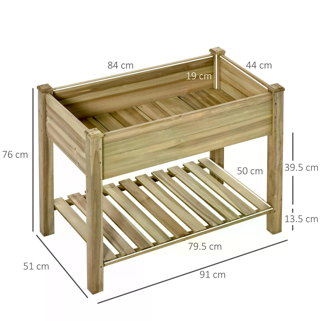 Elevated Wooden Raised Garden Bed with Shelf & Legs - soilcommander