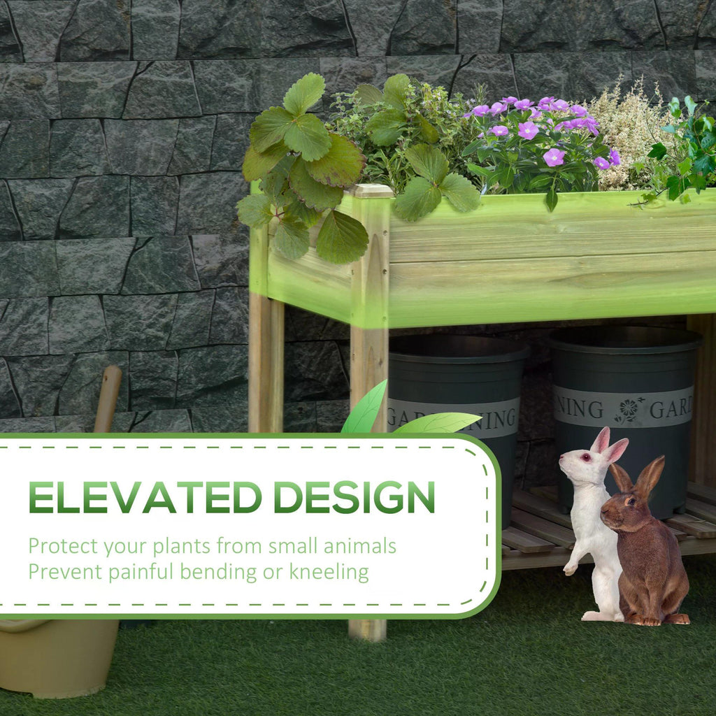 Elevated Wooden Raised Garden Bed with Shelf & Legs - soilcommander