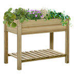 Elevated Wooden Raised Garden Bed with Shelf & Legs - soilcommander