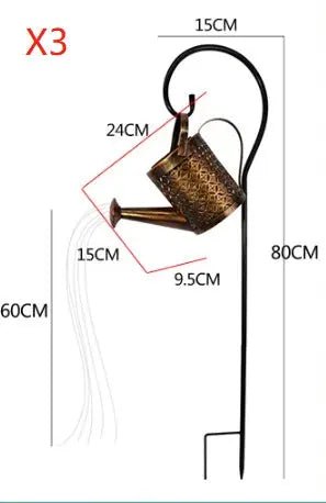 Enchanted Watering Can Outdoor Solar Watering Can Ornament Lamp Garden Art Light Decoration Hollow - out Iron Shower LED Lights - soilcommander
