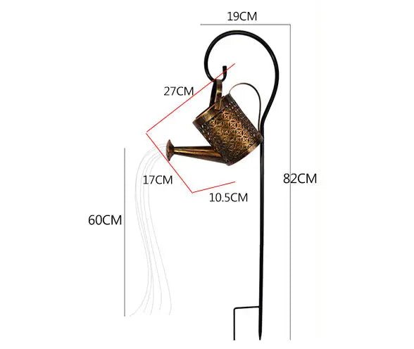 Enchanted Watering Can Outdoor Solar Watering Can Ornament Lamp Garden Art Light Decoration Hollow - out Iron Shower LED Lights - soilcommander