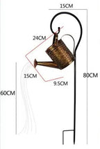 Enchanted Watering Can Outdoor Solar Watering Can Ornament Lamp Garden Art Light Decoration Hollow - out Iron Shower LED Lights - soilcommander