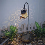 Enchanted Watering Can Outdoor Solar Watering Can Ornament Lamp Garden Art Light Decoration Hollow - out Iron Shower LED Lights - soilcommander