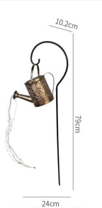 Enchanted Watering Can Outdoor Solar Watering Can Ornament Lamp Garden Art Light Decoration Hollow - out Iron Shower LED Lights - soilcommander