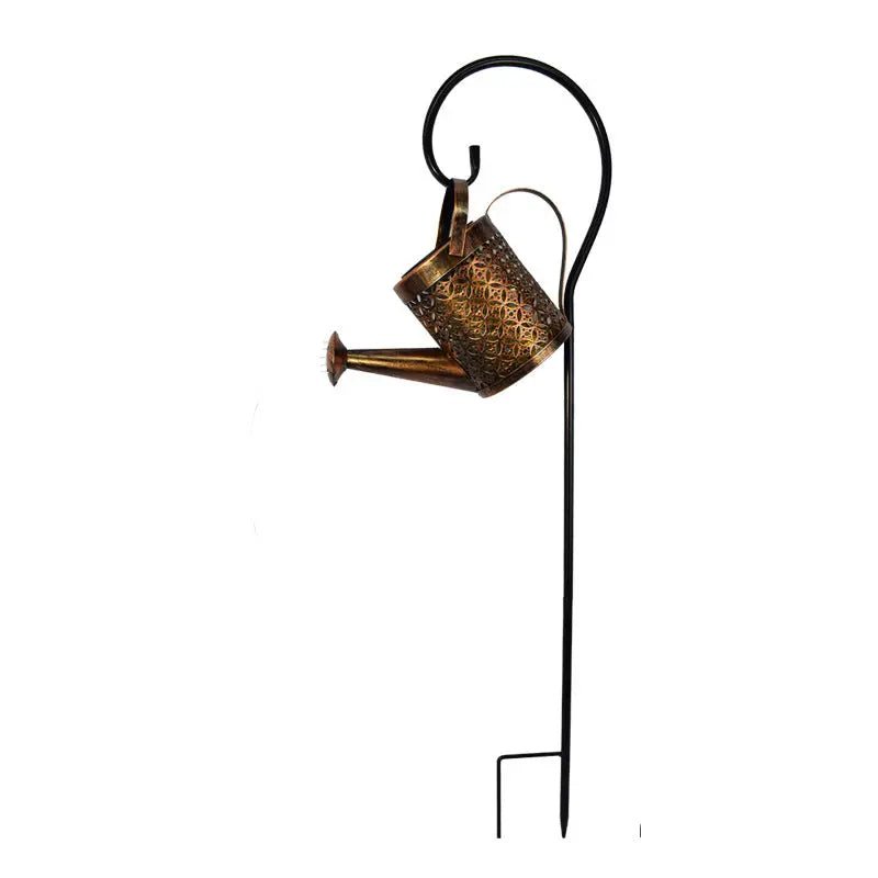 Enchanted Watering Can Outdoor Solar Watering Can Ornament Lamp Garden Art Light Decoration Hollow - out Iron Shower LED Lights - soilcommander