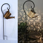 Enchanted Watering Can Outdoor Solar Watering Can Ornament Lamp Garden Art Light Decoration Hollow - out Iron Shower LED Lights - soilcommander