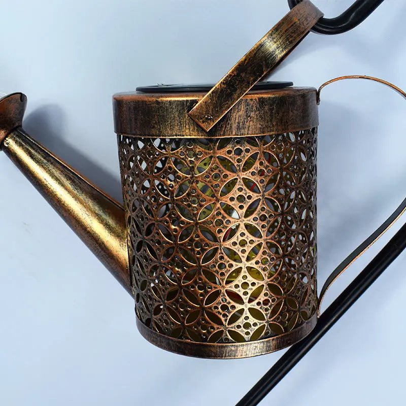 Enchanted Watering Can Outdoor Solar Watering Can Ornament Lamp Garden Art Light Decoration Hollow - out Iron Shower LED Lights - soilcommander