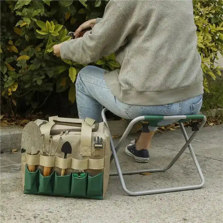 Ergonomic Folding Gardening Stool with Tote Bag - soilcommander