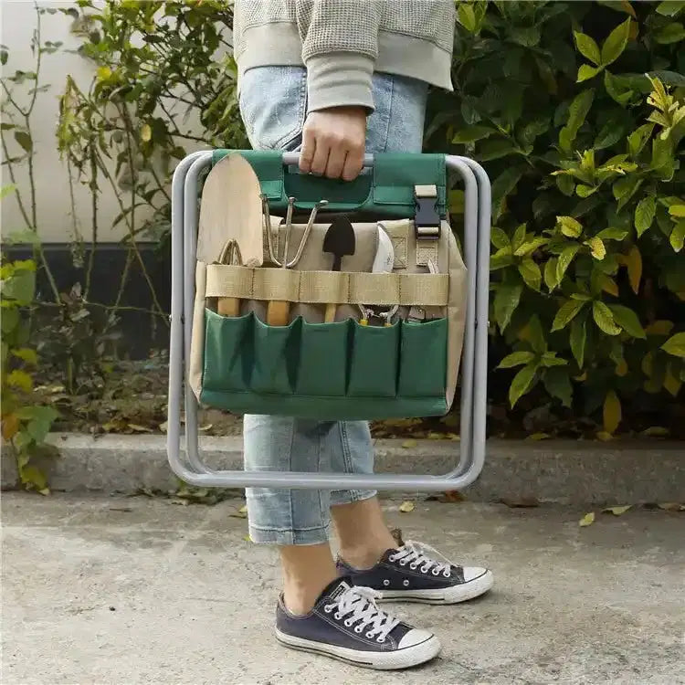 Ergonomic Folding Gardening Stool with Tote Bag - soilcommander