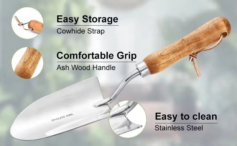 Ergonomic Wooden Handle Steel Gardening Shovel - soilcommander
