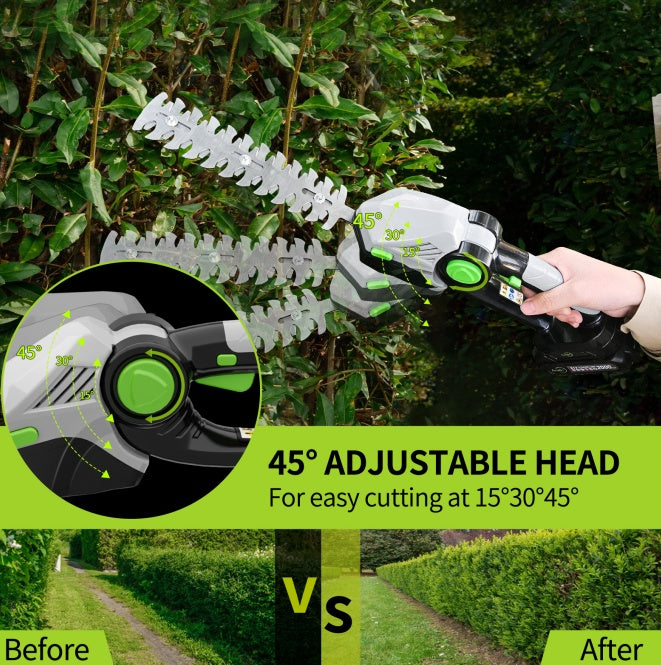 Cordless 2-in-1 Hedge Trimmer & Grass Shears Kit with dual Batteries