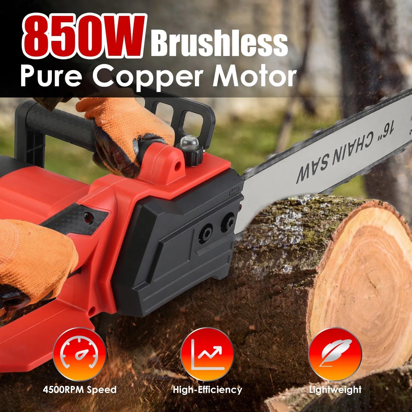 16Inch Electric Cordless Chainsaw With 2Pcs 21V 3.0Ah Battery And Charger Brushless Battery Operated Handheld Chainsaw With Auto Oiler Safety Switch For Tree Trimming Wood Cutting
