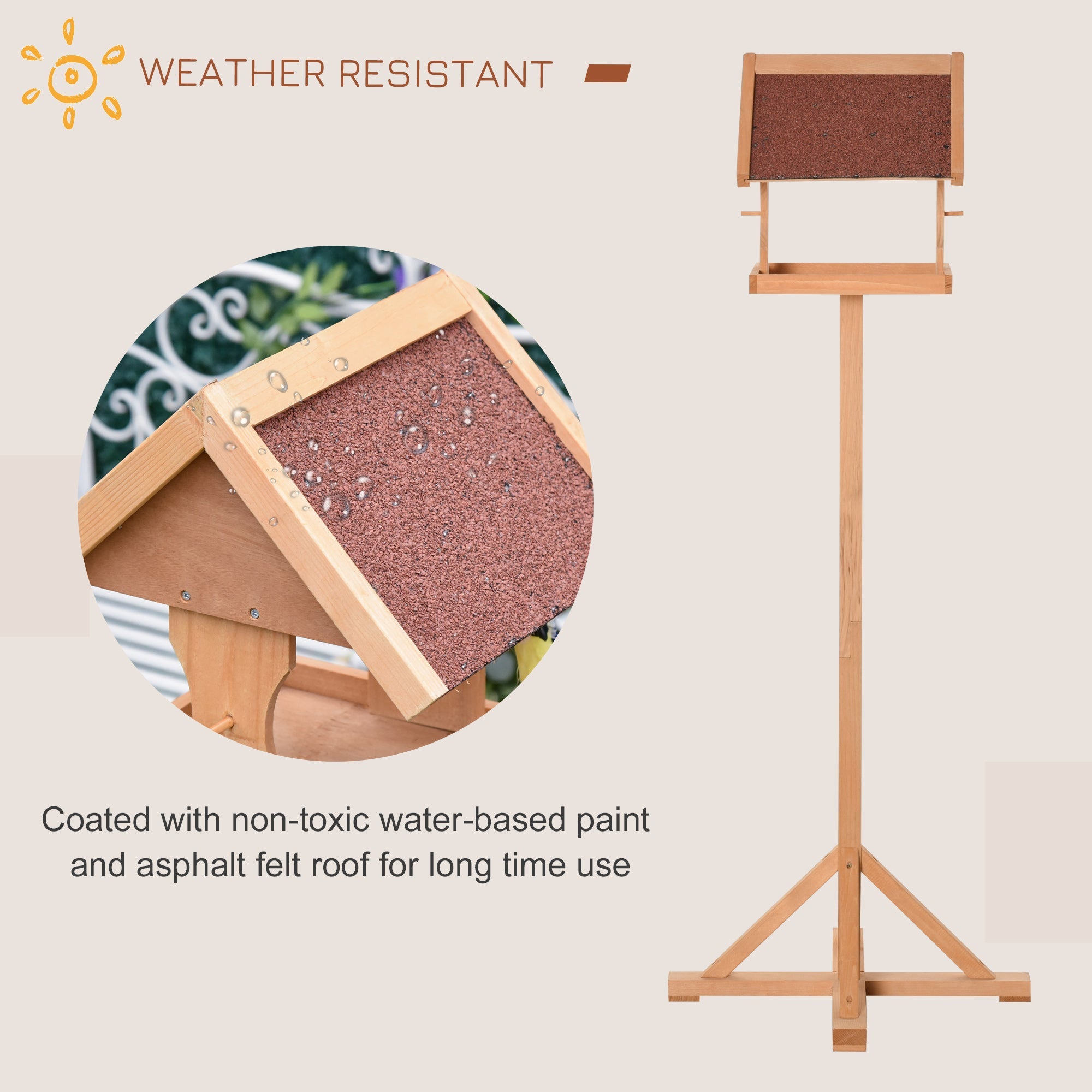 Freestanding Wooden Bird Table | Weatherproof UK Garden Feeder - soilcommander