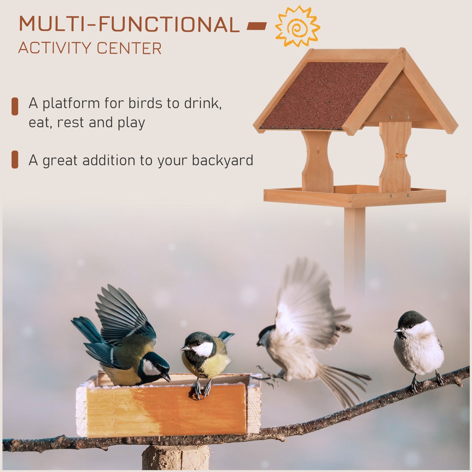 Freestanding Wooden Bird Table | Weatherproof UK Garden Feeder - soilcommander
