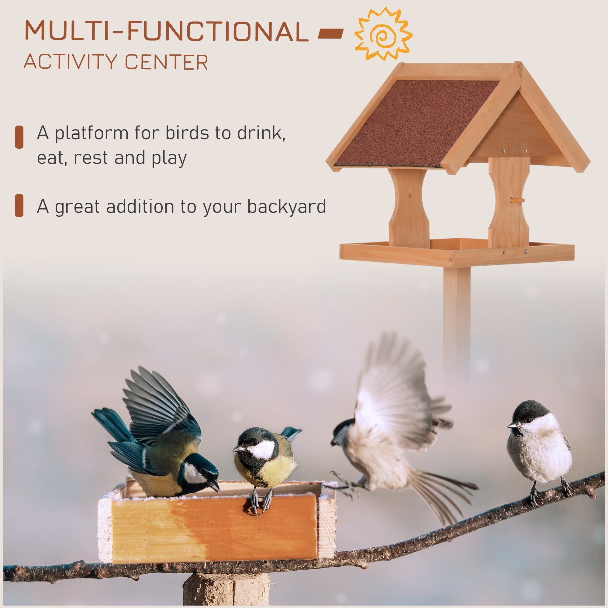 Freestanding Wooden Bird Table | Weatherproof UK Garden Feeder - soilcommander