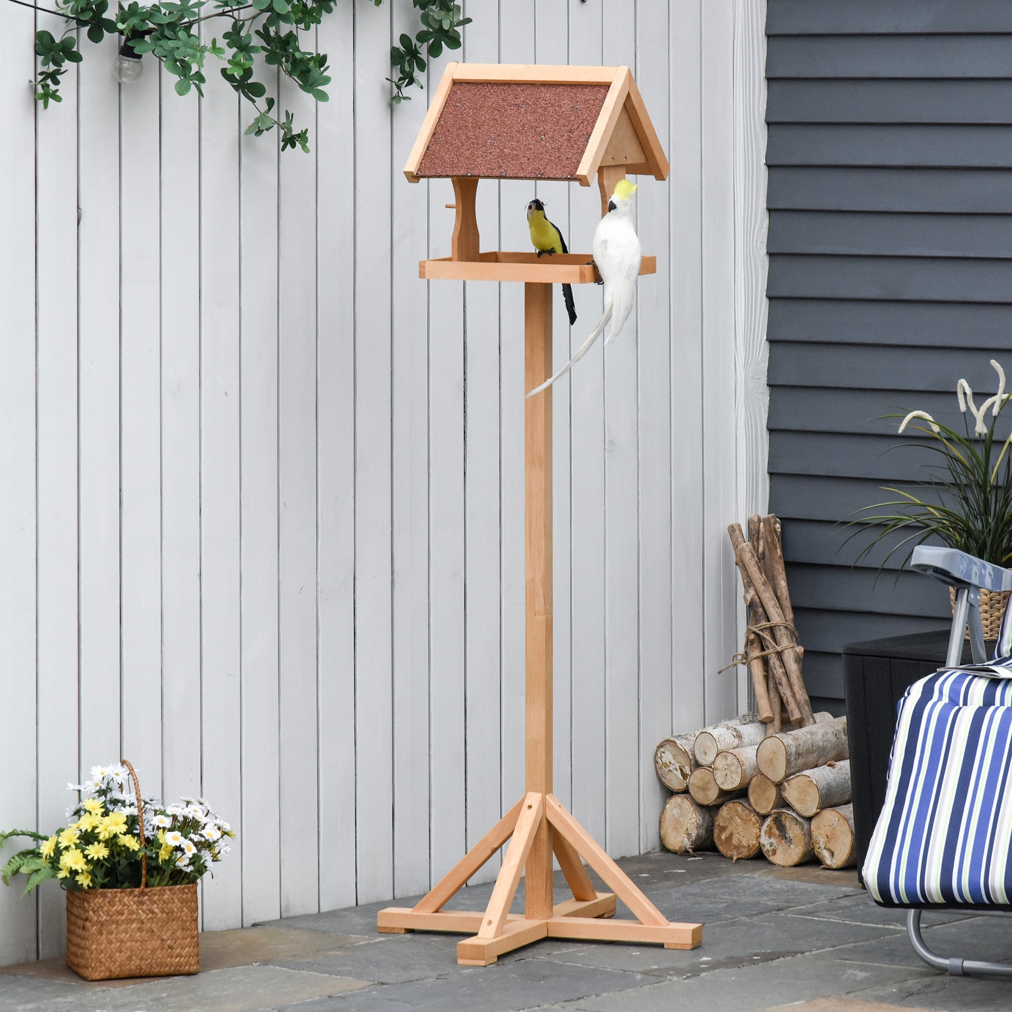 Freestanding Wooden Bird Table | Weatherproof UK Garden Feeder - soilcommander