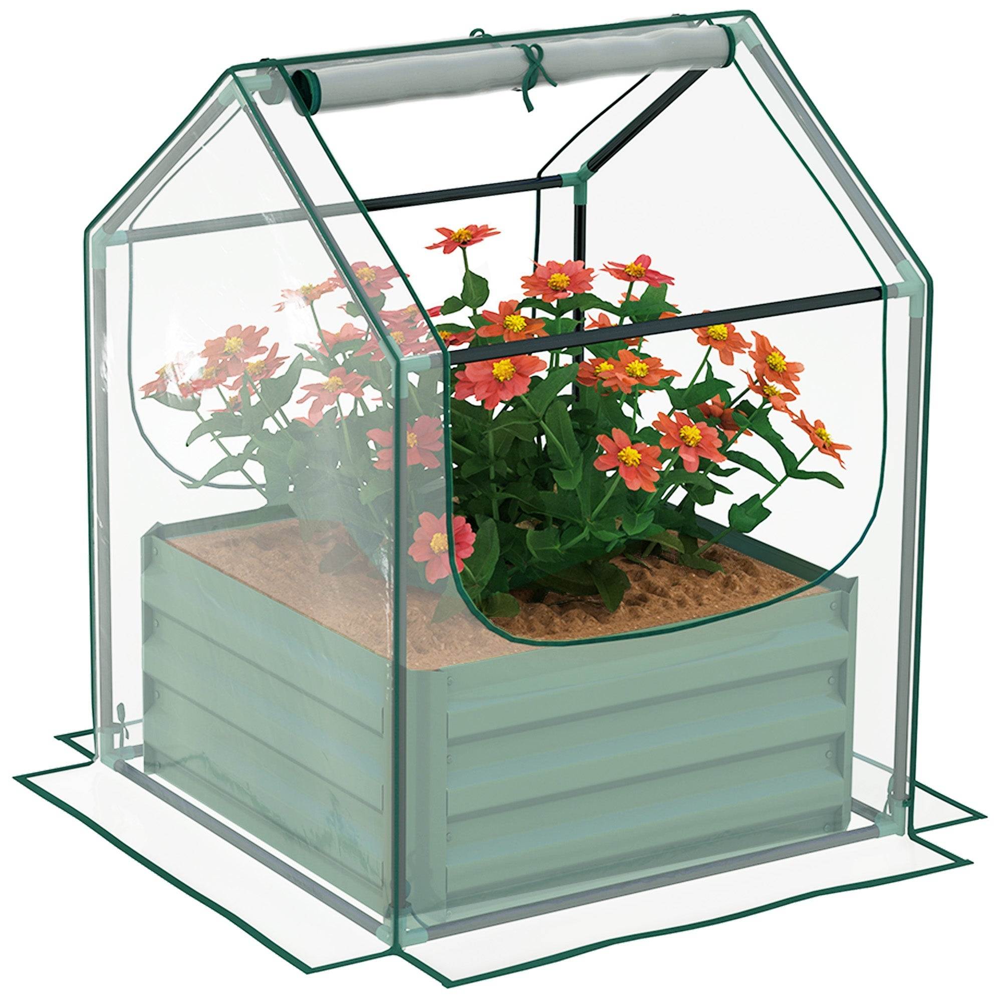 Galvanised Steel Raised Garden Bed with Mini Greenhouse Cover - soilcommander