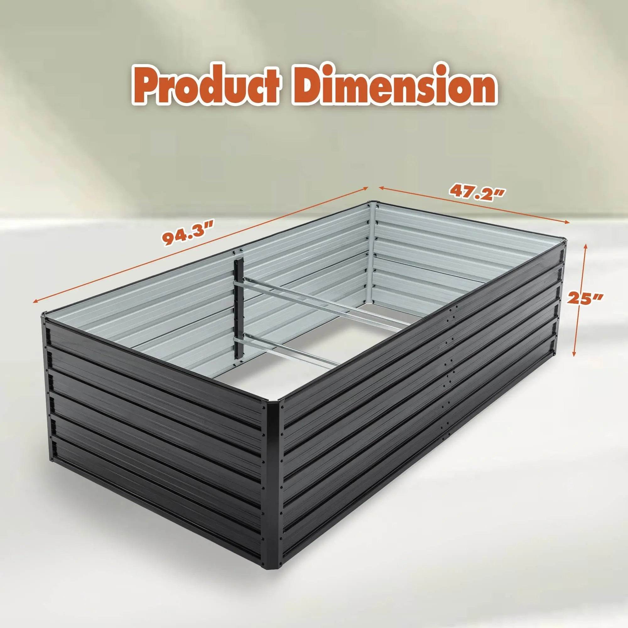 Galvanized Raised Large Garden Bed Planter Kit For Vegetables, Fruits, And Herbs - soilcommander