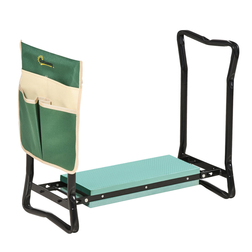 Garden Kneeler and Seat with Tool Bag - Foldable Steel Frame - soilcommander