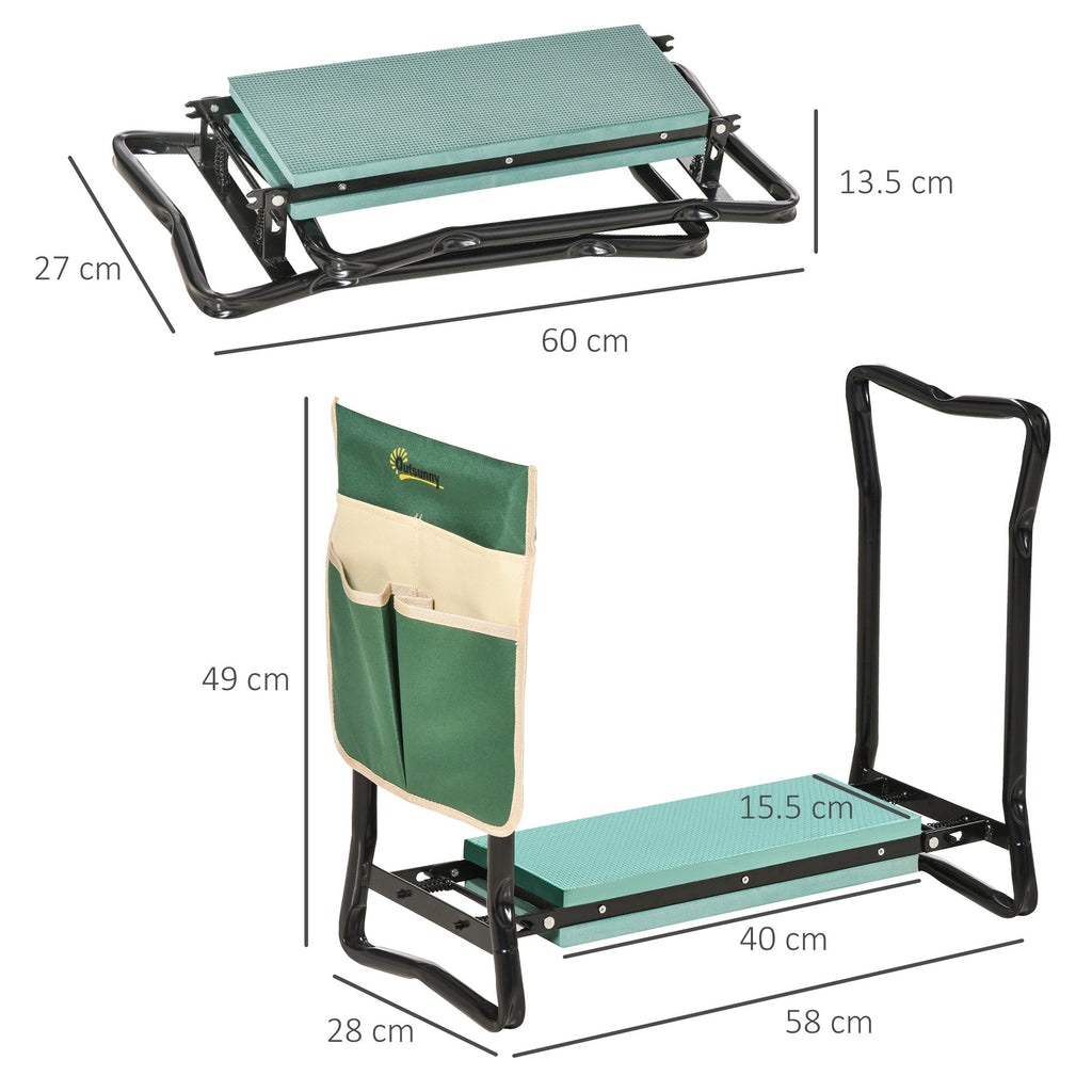 Garden Kneeler and Seat with Tool Bag - Foldable Steel Frame - soilcommander