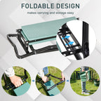 Garden Kneeler and Seat with Tool Bag - Foldable Steel Frame - soilcommander