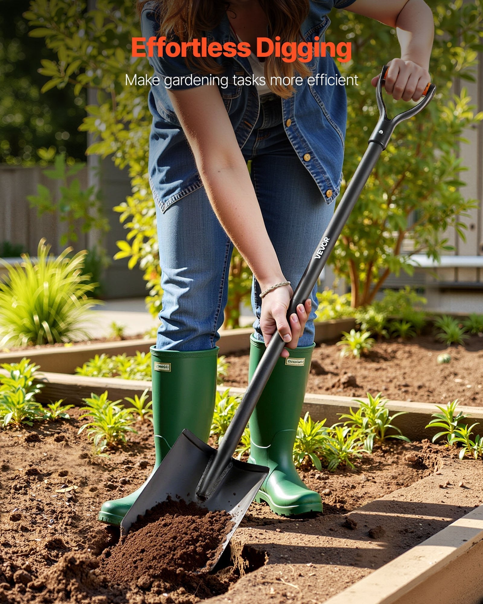 Garden Spade with D - Grip: Heavy - Duty Square Blade for UK Allotments - soilcommander