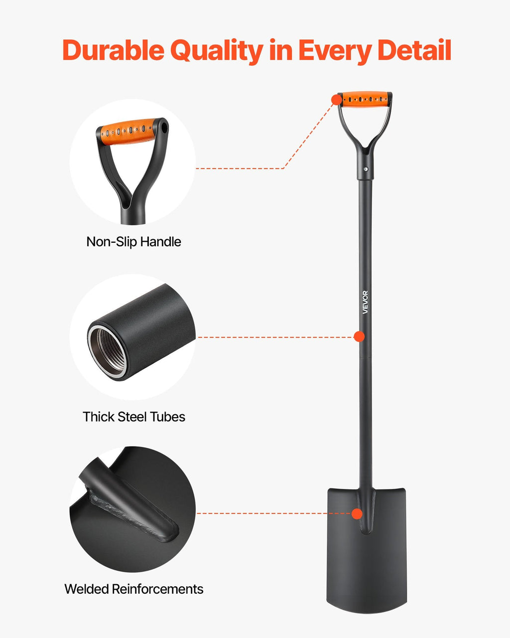 Garden Spade with D - Grip: Heavy - Duty Square Blade for UK Allotments - soilcommander