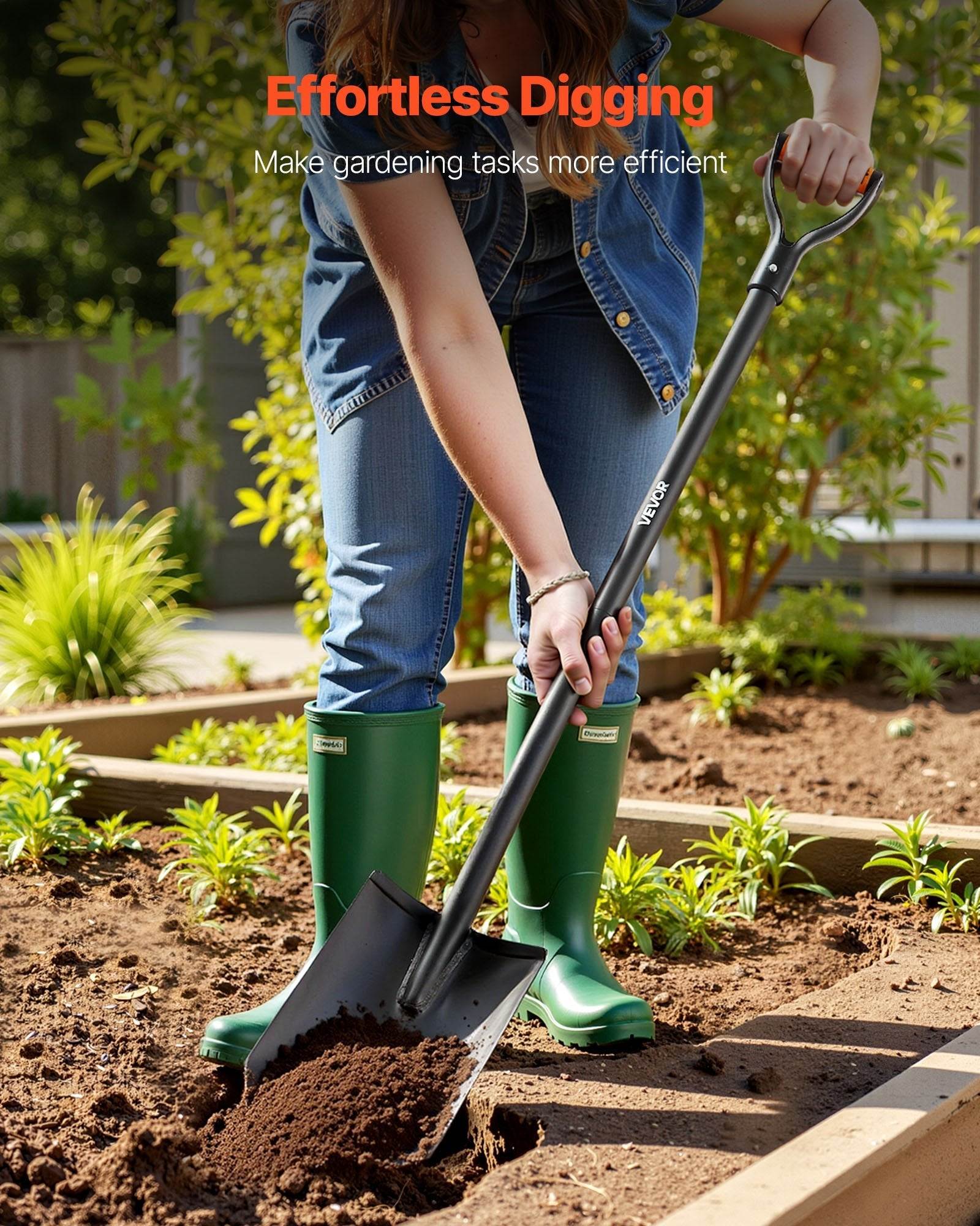 Garden Spade with D - Grip: Heavy - Duty Square Blade for UK Allotments - soilcommander
