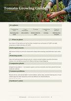 Inside the Global vegetable garden planner PDF — A crop guide — spacing, soil, watering and problems at a glance (page 16)