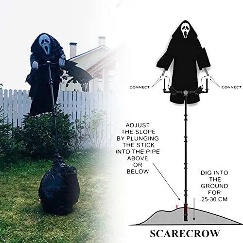 Halloween Decoration Tricky Props Skull Screaming Scarecrow Home Decor Garden Bird Repeller Decor - soilcommander
