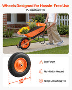Heavy - Duty 5 Cu Ft Garden Wheelbarrow with Flat - Free Tire - soilcommander