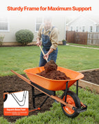 Heavy - Duty 5 Cu Ft Garden Wheelbarrow with Flat - Free Tire - soilcommander
