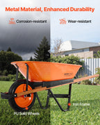 Heavy - Duty 5 Cu Ft Garden Wheelbarrow with Flat - Free Tire - soilcommander