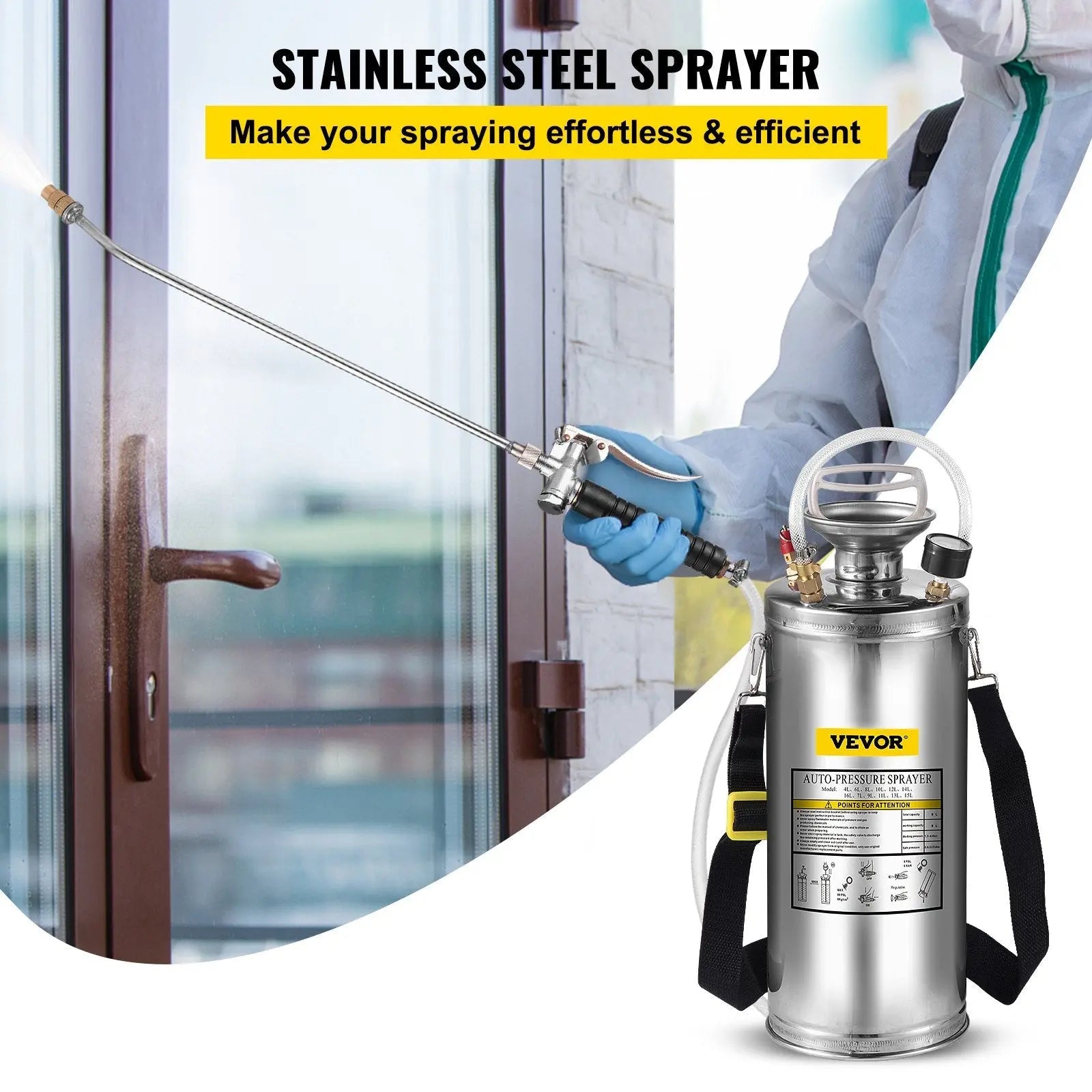 Heavy Duty 8L Stainless Steel Pressure Sprayer - SoilCommander