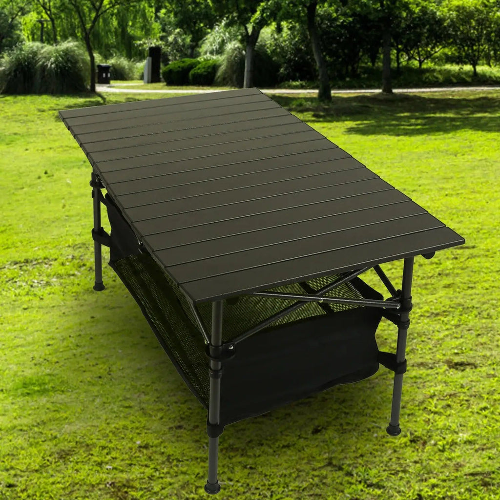 Heavy - Duty Aluminum Folding Camping Table with Storage - soilcommander