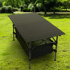 Heavy - Duty Aluminum Folding Camping Table with Storage - soilcommander