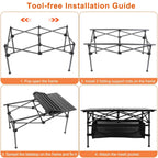 Heavy - Duty Aluminum Folding Camping Table with Storage - soilcommander