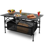Heavy - Duty Aluminum Folding Camping Table with Storage - soilcommander