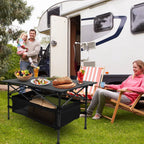 Heavy - Duty Aluminum Folding Camping Table with Storage - soilcommander