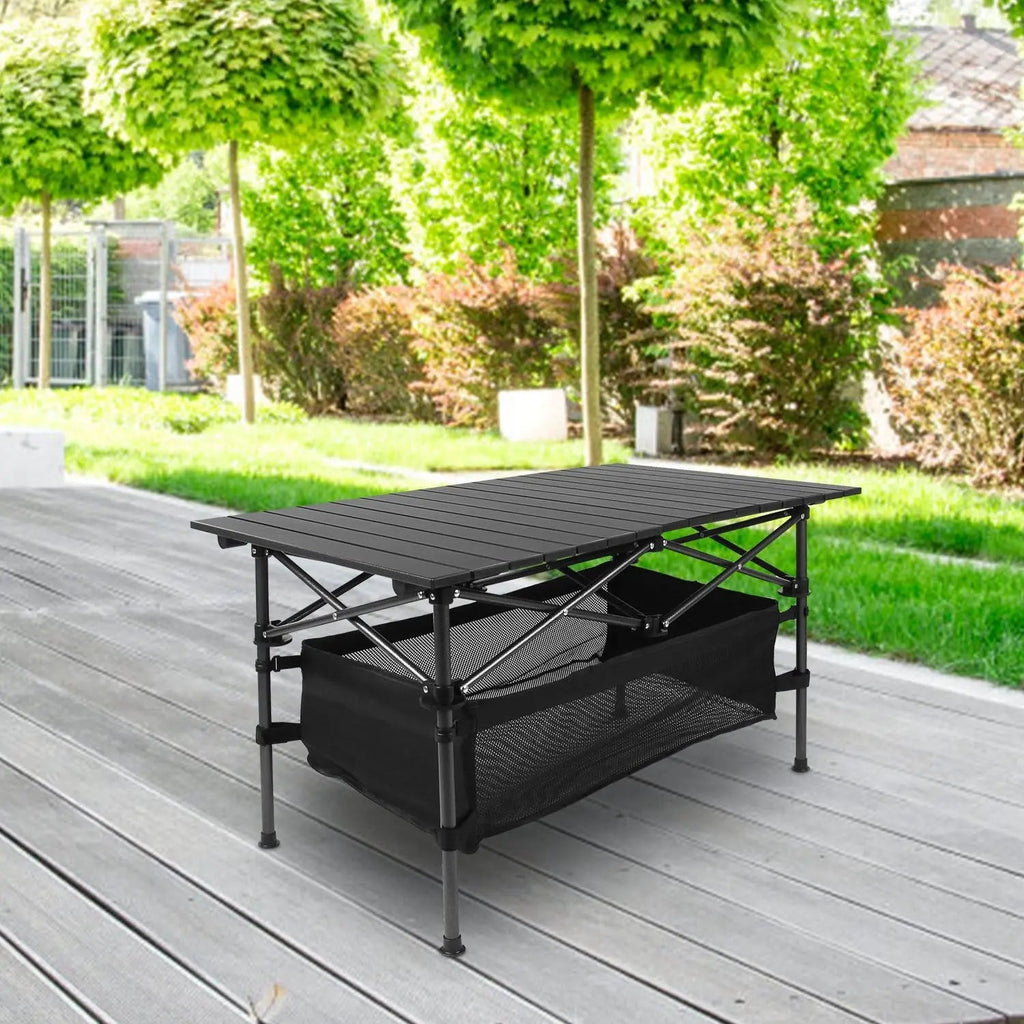 Heavy - Duty Aluminum Folding Camping Table with Storage - soilcommander