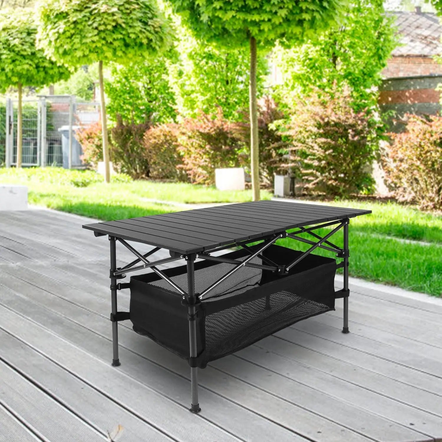 Heavy - Duty Aluminum Folding Camping Table with Storage - soilcommander