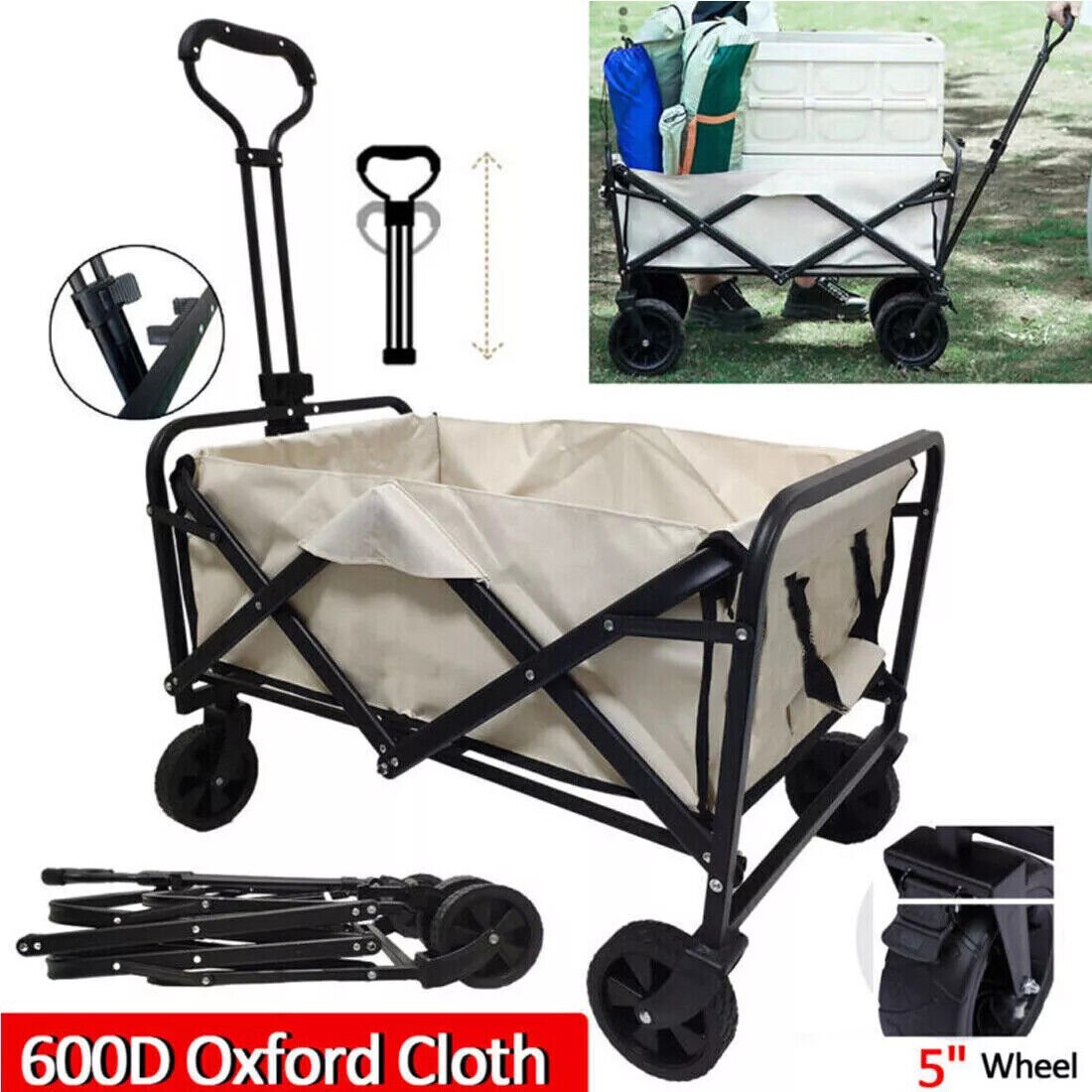Heavy - Duty Foldable Garden Wagon & Outdoor Camping Trolley - soilcommander