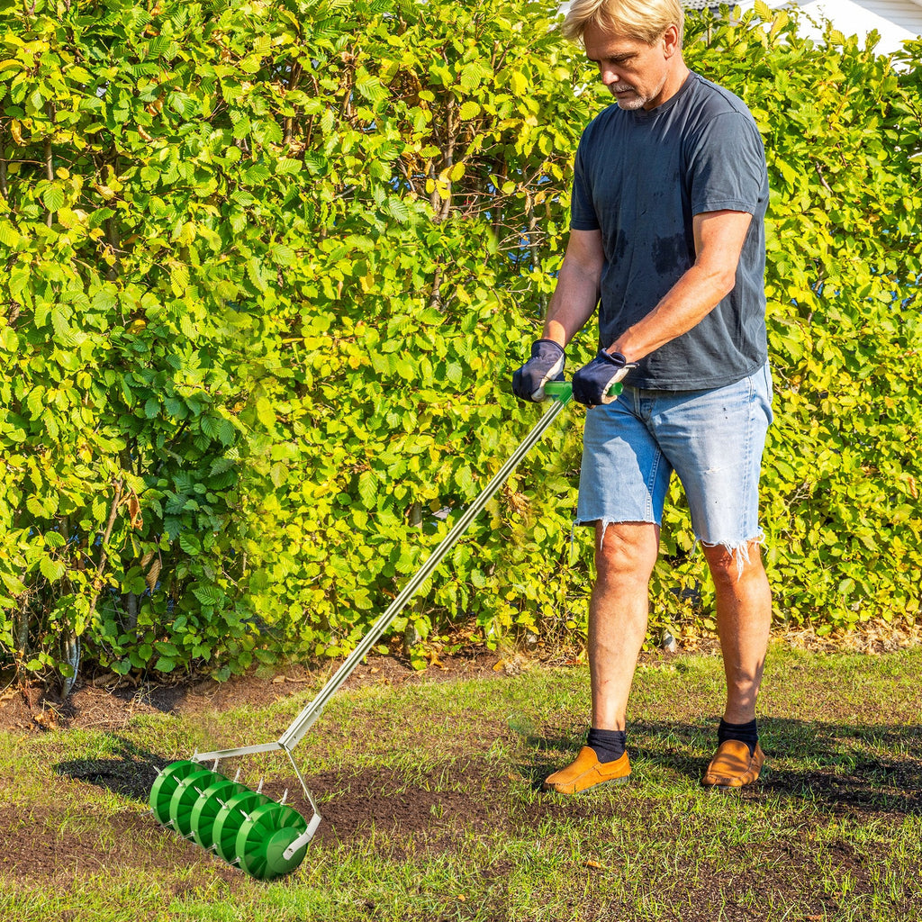 Heavy Duty Rolling Lawn Aerator & Spike Roller - soilcommander
