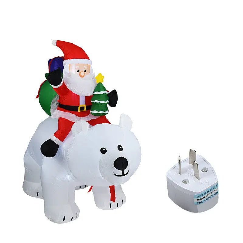 Inflatable Santa Claus Riding Polar Bear 2M Christmas Inflatable Toy Doll Indoor Outdoor Garden Xmas Decoration - soilcommander