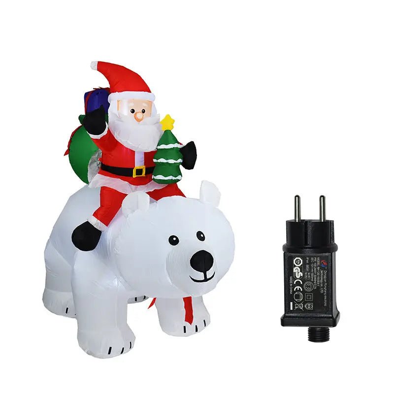 Inflatable Santa Claus Riding Polar Bear 2M Christmas Inflatable Toy Doll Indoor Outdoor Garden Xmas Decoration - soilcommander