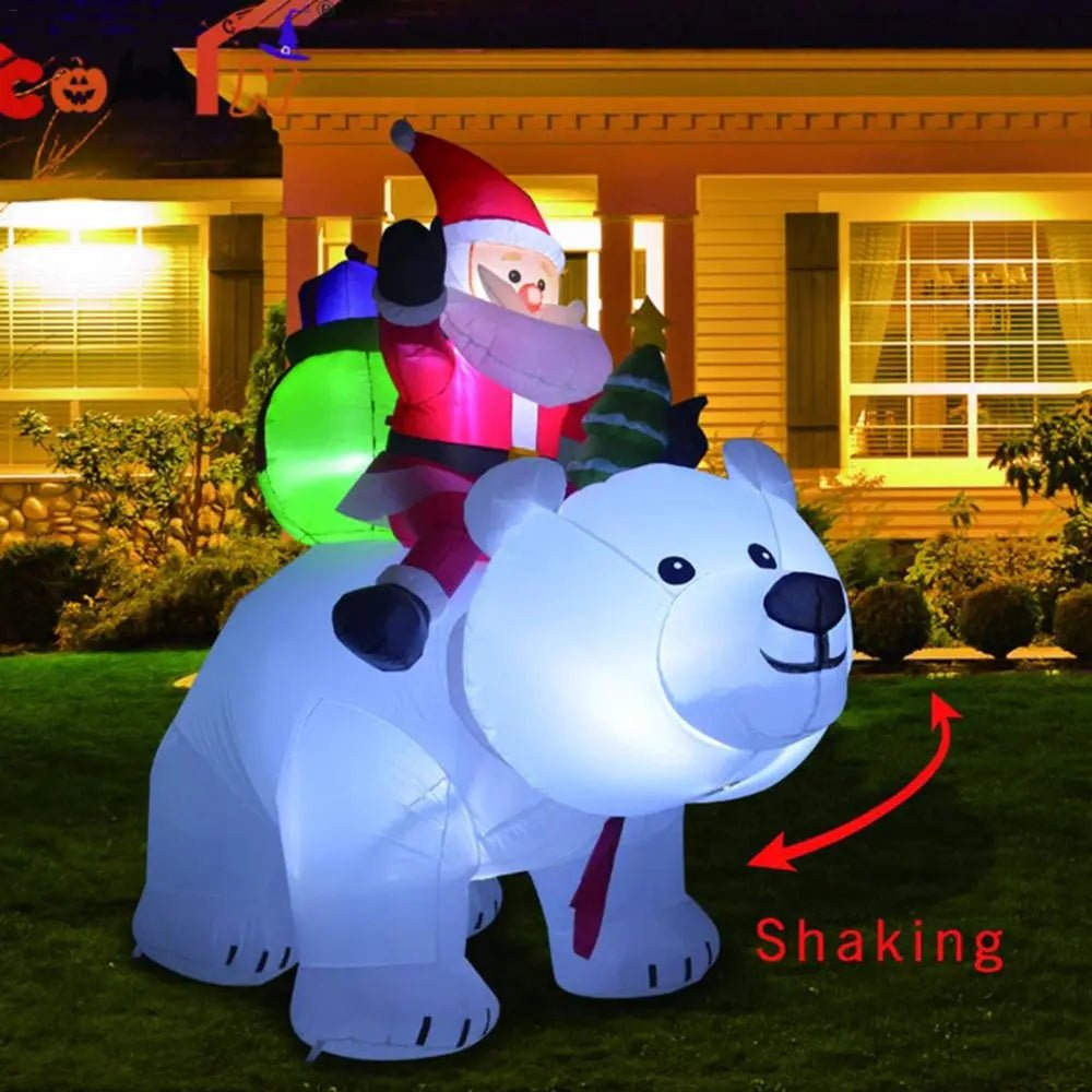 Inflatable Santa Claus Riding Polar Bear 2M Christmas Inflatable Toy Doll Indoor Outdoor Garden Xmas Decoration - soilcommander